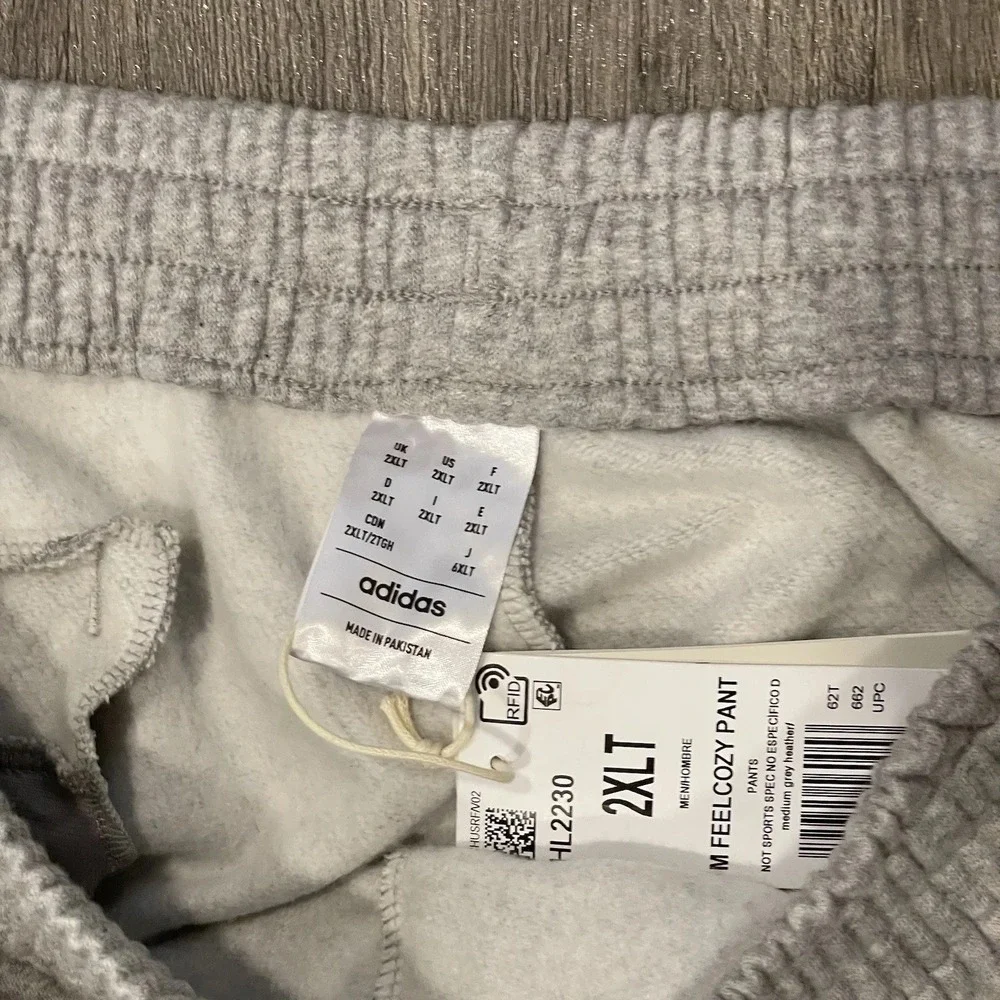 Adidas Men's Big & Tall Essentials Feel Cozy Jogger Fleece Pants Gray 2XLT NEW - Picture 6 of 7